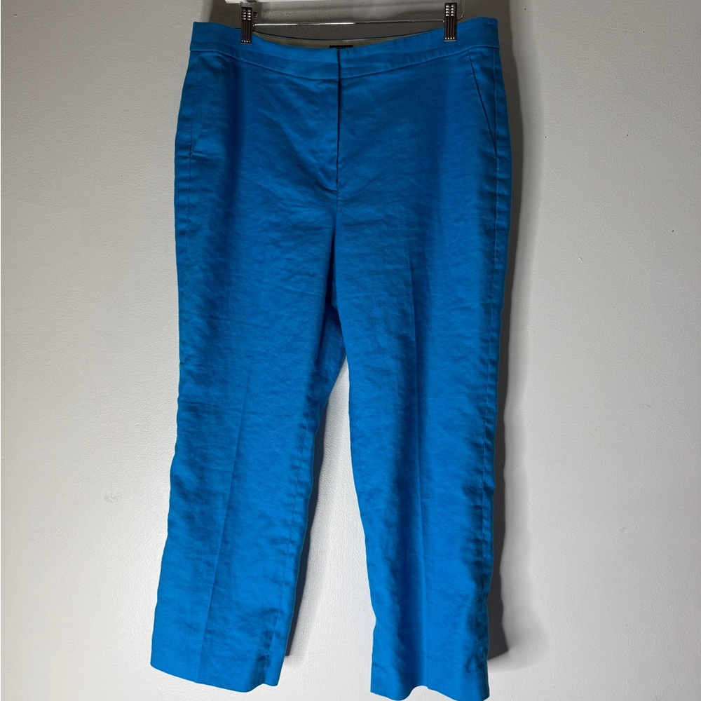 j. crew kate‎ straight-leg pant Linen Blue Size 14
